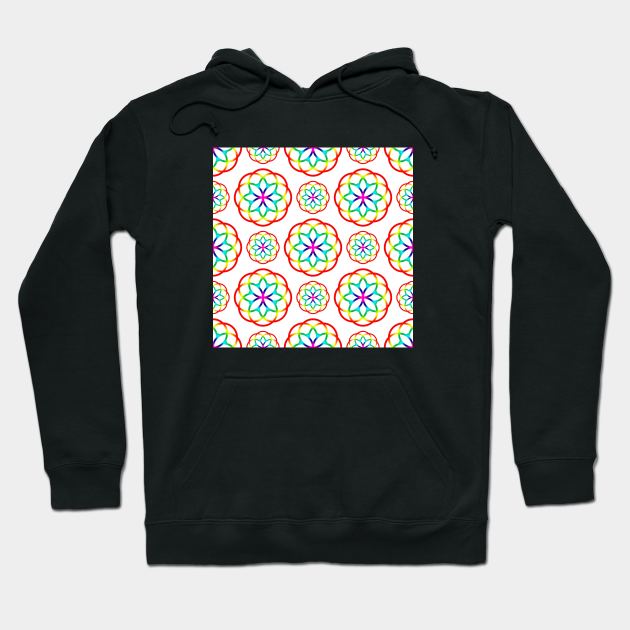 Rainbow Geometric Floral Pattern Hoodie by xenapulliam